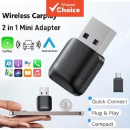 Mini Wireless Adapter 2 In 1 For Apple CarPlay Android Auto USB Type C Smart Dongle