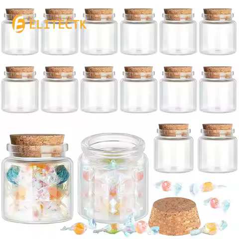 24 Pack Small Glass Cork Bottles, 50 ml/ 1.7 Oz, Small Glass Jars Spell Jars Clear Potion Bottles Mi