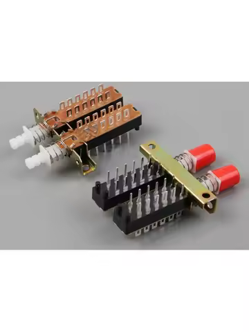 2pcs Interlock Push Button Switch Piano Type 4PDT 12 Pin 2 Row