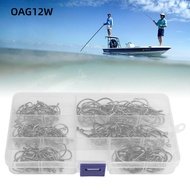 OAG12W 160PCS Barbed Fish Hooks, High Carbon Steel Sharp Fish Hook Set, Durable Crooked Tip with Sto