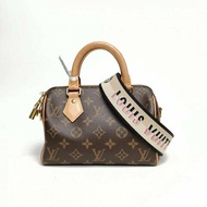 LOUIS VUITTON Speedy20可拆卸黑白寬肩帶老花PVC晶片肩背包