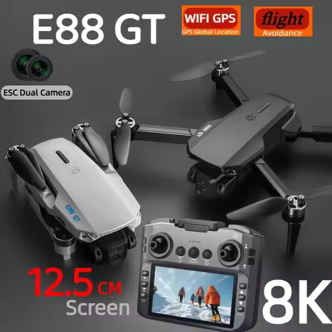 E88GT Drone 8K Professional HD 360° Dual Camera 12.5cm Screen Remote Control Brushless Motors Obstac