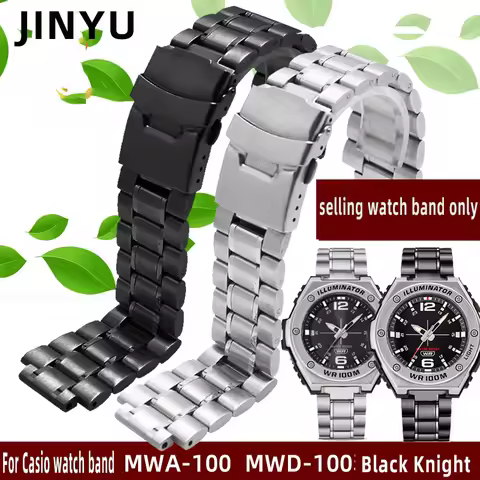 Refined steel watch band For Casio Black Knight MWA-100H MWD-100H male modified stainless steel watc