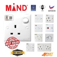 MIND SIRIM 13A/15ASwitch Socket 1G 2G 3G 5G 20A switch/Bell Switch/Tel Socket/TV Socket