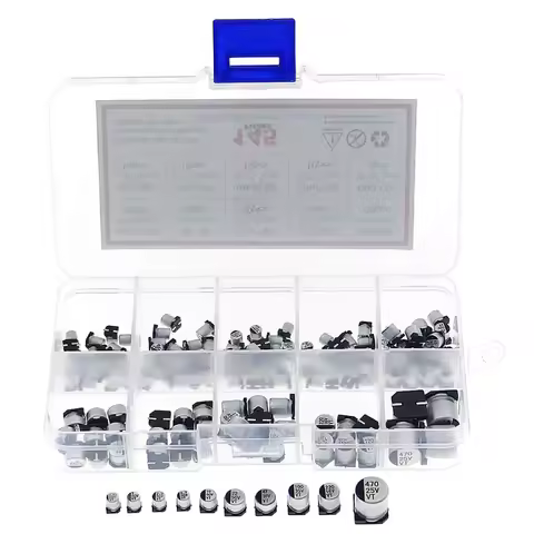 145Pcs 10 Values 0.47uF to 470uF 16V 25V 35V 50V SMD Electrolytic Capacitor Assortment Kit Electroni