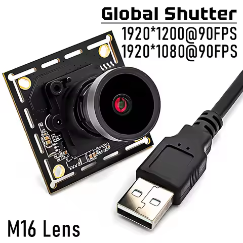 1080P90FPS Global Shutter USB Camera Module with M16 Lens, Plug Play High Speed Video Webcam for Mac