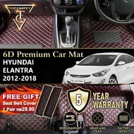 Top Carpet HYUNDAI ELANTRA ( 2012 - 2018 ) 6D PU Leather Car Carpet VIP Car Mat Floor Mat Alas Kaki 