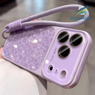 New Trendy Leopard Glitter Change 17 ProMax Large Window With Lanyard Phone Case for iPhone 17 Pro M