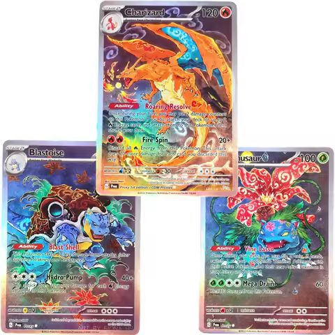 DIY Pokemon Card English Chinese The Classic of Mountains and Rivers style Charizard Blastoise Venus