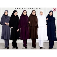 Marissa Suit 9.0 (Suit Haji Umrah) Tak Perlu Iron Jubah Seluar Muslimah Moss Crepe Hitam Putih Purpl