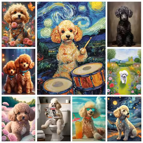 Poodle Diy Diamond Painting Pet Dog Art Portrait 5D Diamond Embroidery Cute Puppy Home Decor Hand Mo
