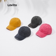 JI8 Lovito Casual Plain Baseball Cap Solid Hats L23LD240 (Dark Grey/Ginger/Navy Blue/Pink)