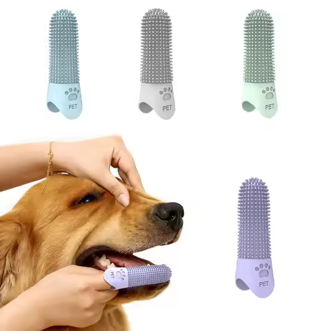 1/2Pcs Soft Silicone Dog Toothbrush 360° Finger Toothbrush for Dogs Cats Durable Pet Finger Brush To