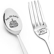 Happy 80th Birthday Gifts for Grandpa Grandma Fork Spoon 80 Yrs Old Birthday Gift for Dad Mom Birthd