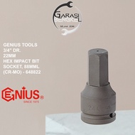Genius Tools 3/4" Dr. Hex Impact Bit Socket 22mm Socket Wrench L 22mm Shock L 22mm
