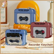 Kissdora Music Recorder Keychain Vintage Tape Recorder Player Portable