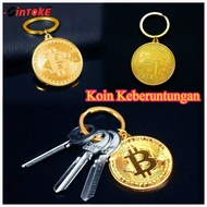 GANTUNGAN Lucky Coin Bitcoin Keychain Golden Bitcoin Keychain Bitcoin Keychain