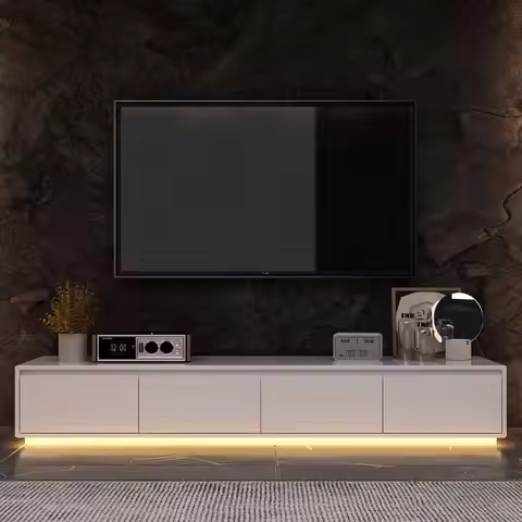 Glossy LED TV Stand 75-80in 70.9in 4-Drawer Media Console White, Customized