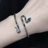 2024 New Punk Green Enamel Drip Oil Snake Bracelet  For Women Men Vintage Animal Snake Shaped Cuff Bracelet Jewellery Gift