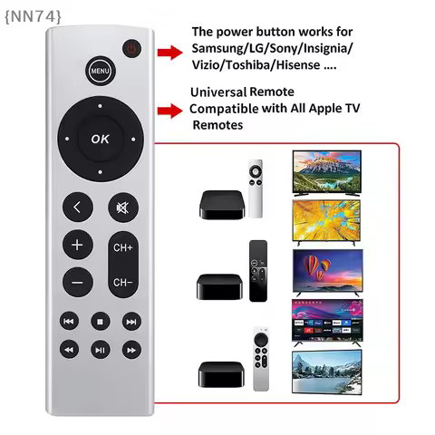 【Ja】Replacement Remote for TV 4K/HD (A2169 A1842 A1625 A1427), Universal Silent Remote Control Witho