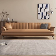 New Style Living Row Art Office Simple Leather Style 2024 Brown Sofa Straight Modern Simple Sofa Ret