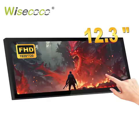 Wisecoco12.3/11.3'' 1920x720 Touch Portable Monitor Stretched Bar Screen HDMI Gaming Monitor for PC 