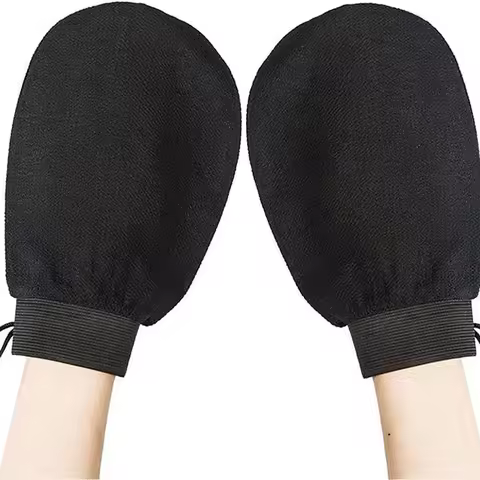 Single Piece Black Bath Towel Gloves Medium Sand Single Layer Double-Sided Massage Bath Towel Back R