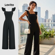 Lovito Women's Elegant Plain Pocket Jumpsuit LBL23324