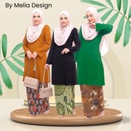 By Melia Design Batik Viral Baju Kurung Pesak Pahang Plain Murah Cotton Lembut Ironless Ready Stok