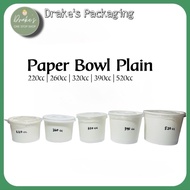 Plain Paper Bowl 220cc 260cc 320cc 390cc 520cc By Drakes Packaging Supplies Trading