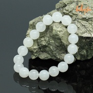 หินหยกขาว ขนาด 10 มิล White Jade แต่งสี กำไลหินมงคล ดึงดูดความมั่งคั่ง เสริมความเจริญก้าวหน้า หินสี หินมงคล หินสีขาว กำไลหยก by.ออมทอง