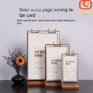 GLENES Ads Display Stand, Wooden Holder Loose leaf Menu Card Holder, Multipurpose Label Holder Multi