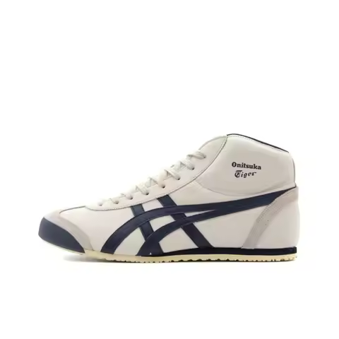 Onitsuka Tiger Mexico Mid Runner Beige Blue Versatile Minimalist Non-Slip Mid-Top Unisex Sneaker Lig