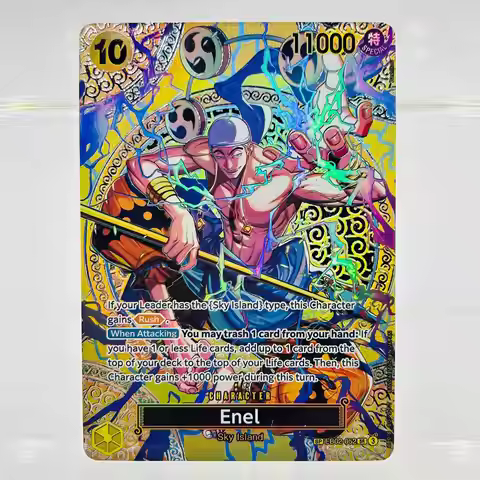 One Piece EN EB02-052 Enel DIY Gold Foil Holographic Textured Premium Anime Collection Card