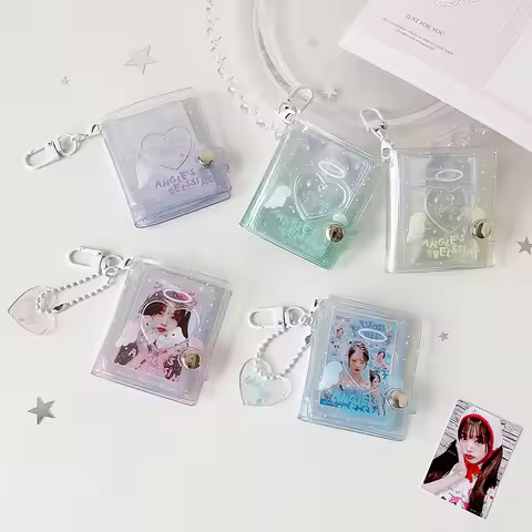 Cartoon Mini Heart Angel 2 Inch Photo Album Girl ID Photo Photobooth Storage Book Keychain Pendant C