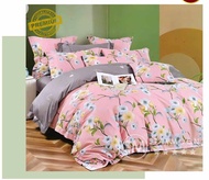 Sprei Katun Motif Bunga Pink