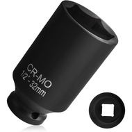 32mm Socket 1/2 Drive,High-Strength Axle Nut Socket Set with Anti-Slip 6-Point Design by 1/2" Drive 