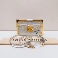 LV petite malle 金銀拼色水波紋秀款硬盒子包 20x5.5x12.5  9新 塵袋