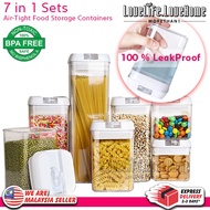 7 in 1 Air Tight Food Storage Containers Clear Plastic Cereal Container with Easy Lock Lids Kitchen
