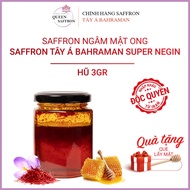 Saffron soaked in honey - 3gram jar - Saffron West Asia Bahraman Super Negin - Saffron stigma - Imported exclusively from Iran