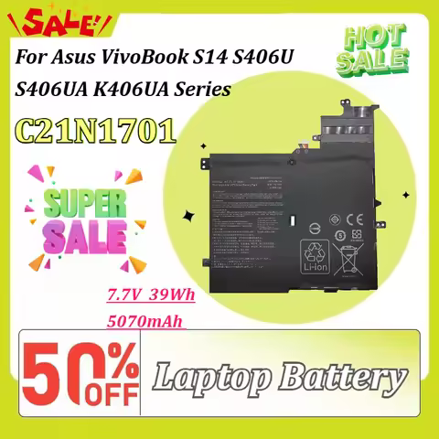 7.7V 5070mAh C21N1701 39Wh Repchargeable Li-polyme Battery for Asus VivoBook S14 S406U S406UA K406UA