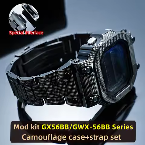 Mod kit gx56 Case For Casioak G-SHOCK GXW-56BB GX-56BB Stainless Steel Camouflage Bezel Watch Strap 