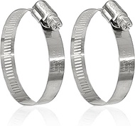 Stainless Steel Hose Clamps Set - 2 Adjustable Hose Clamp (1-3/4 to 2-3/4 Inch, 44-70mm) - Heavy Dut