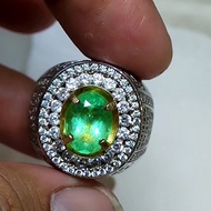 batu zamrud ring perak microsetting