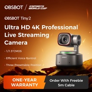 OBSBOT Tiny 2 4K PTZ AI Tracking Webcam Voice & Gesture Control 60fps HDR For Live Streaming Meeting