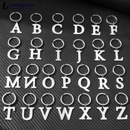 YOUNGSTAR A-Z 26 English Letter Keychain Silver Color DIY Alphabet Key Ring Simple Metal Keychain fo