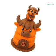 BTM 3D Printed Highlands Cow Articulated Highlands Cow with Cow House Toy 3D Printer Animals Fidgety