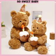 Cake Bear Plush Toy Cute Birthday Bear Plushie Doll Soft Stuffed Bear Toy Birthday