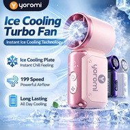 【 YOROMI 】Ice Cooling Turbo Fan – Portable Mini Handheld Fan with 199 Speed Strong Wind & Ice Coolin