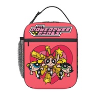 The Powerpuff Girls.svg Kids Lunch box Insulated Bag Portable Lunch Tote School Grid Lunch Box for B